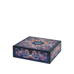 جعبه دکوپاژ(طرح پته‌دوزی کرمانی سرمه‌ای) کد B01-108