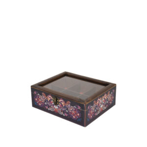 جعبه دکوپاژ(طرح پته‌دوزی کرمانی سرمه‌ای) کد X01-108