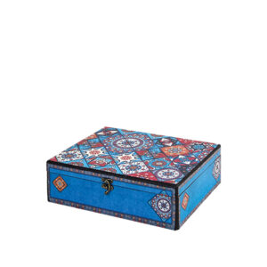 جعبه دکوپاژ(طرح کاشی موزاییک عثمانی فیروزه‌ای) کد B101