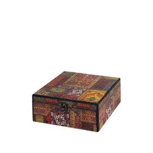 جعبه دکوپاژ (طرح گلیمِ پچ‌وُرکِ قشقاییِ رنگین) کد L106