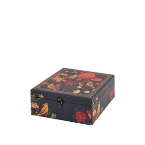جعبه دکوپاژ(طرح گل‌ و بلبل کلاسیک مشکی) کد L111