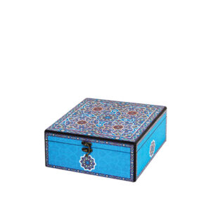 جعبه دکوپاژ(طرح میناکاری شمسه فیروزه‌ای) کد L57