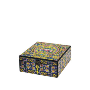 جعبه دکوپاژ(طرح کاشیِ وینتیجِ ویکتوریایی سرمه‌ای) کد L96