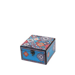 جعبه دکوپاژ(طرح کاشی موزاییک عثمانی فیروزه‌ای) کد M101