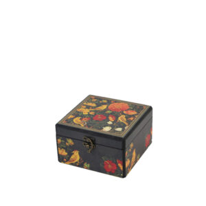 جعبه دکوپاژ(طرح گل‌ و بلبل کلاسیک مشکی) کد M111