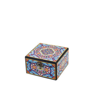 جعبه دکوپاژ(طرح کاشی اسلیمی ترنج فیروزه‌ای) کد M68