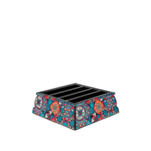 وارمر قوری کاشی موزاییک عثمانی فیروزه‌ای – دکوپاژ دست‌ساز(کدV01-101)