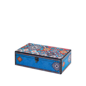 جعبه دکوپاژ(طرح کاشی موزاییک عثمانی فیروزه‌ای) کد Z101
