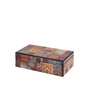 جعبه دکوپاژ (طرح گلیمِ پچ‌وُرکِ قشقاییِ رنگین) کد Z106