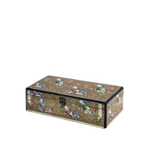 جعبه دکوپاژ (طرح مینیاتور شکارگاه صفوی زمینه طلایی) کد Z125