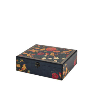 جعبه دکوپاژ(طرح گل‌ و بلبل کلاسیک مشکی) کد B111