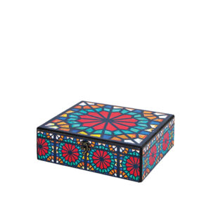 جعبه دکوپاژ(طرح شیشه رنگی ارسی) کد B21