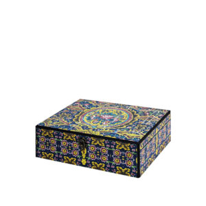 جعبه دکوپاژ(طرح کاشیِ وینتیجِ ویکتوریایی سرمه‌ای) کد B96