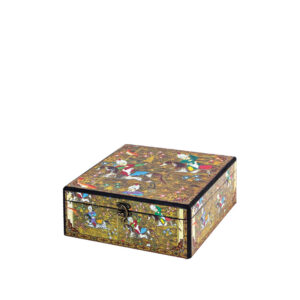 جعبه دکوپاژ(طرح مینیاتور شکارگاه صفوی زمینه طلایی) کد L125