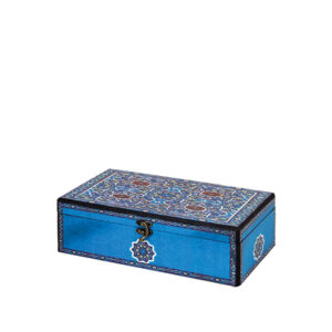 جعبه دکوپاژ (طرح میناکاری شمسه فیروزه‌ای) کد Z57